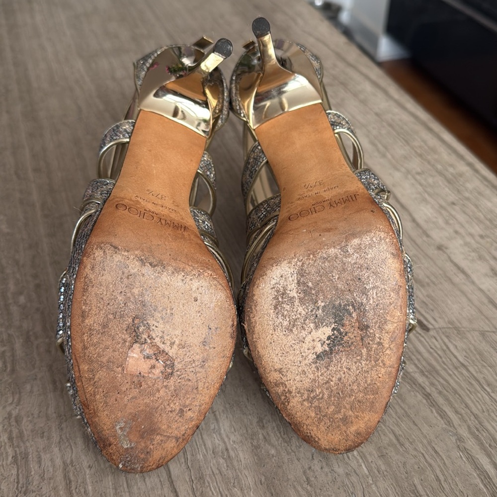 Jimmy Choo Karla Leopard-Print Glitter Fabric Pum… - image 8